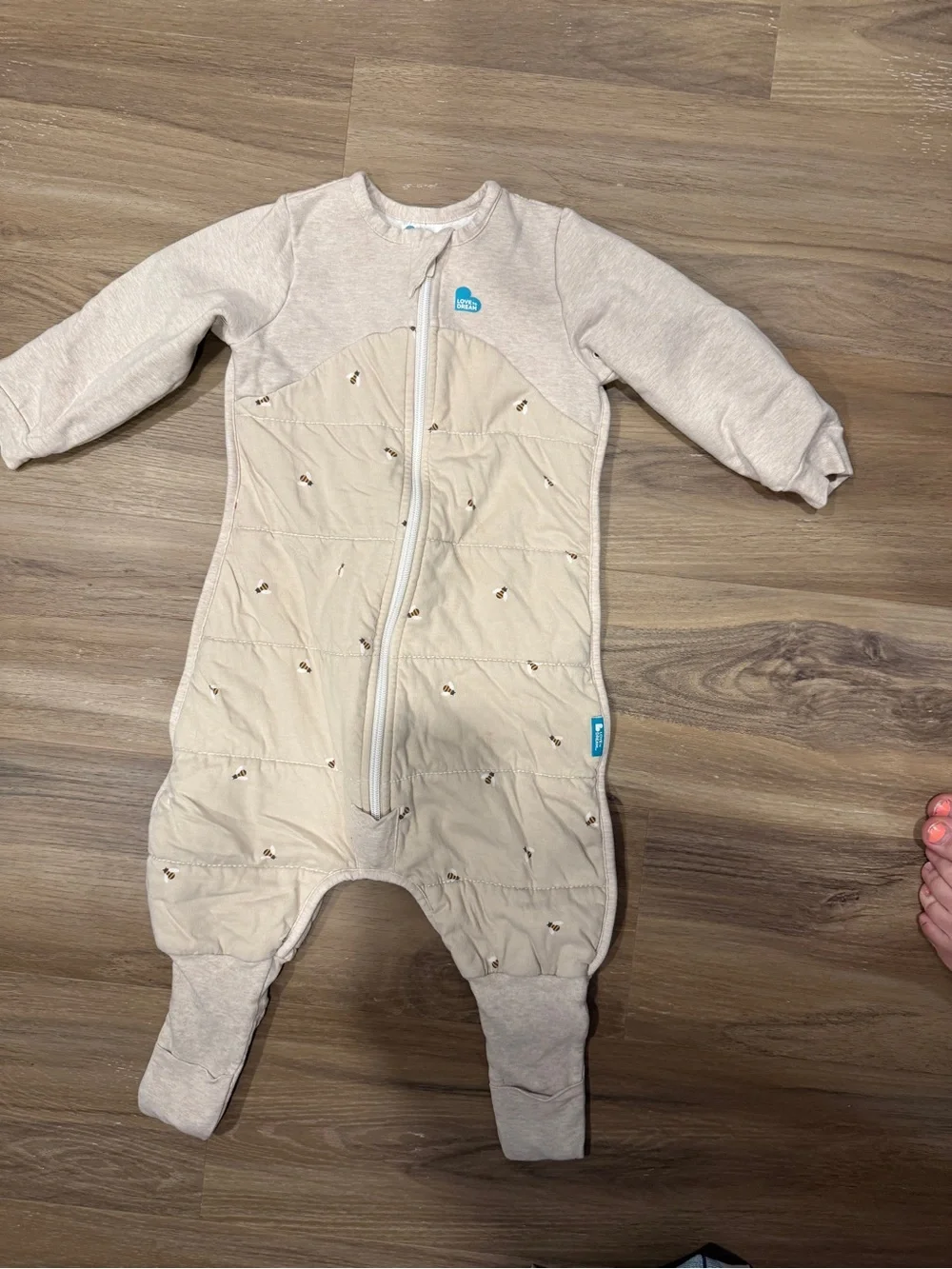 Love to Dream Neutral Beige Quilted Footed One-Piece